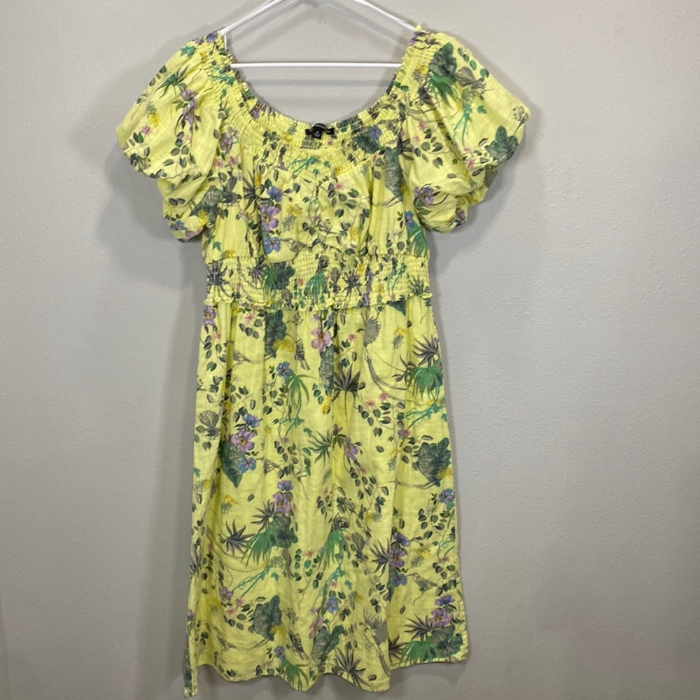 INC Plus Printed Cotton Midi Dress Raina Garden yellow floral
